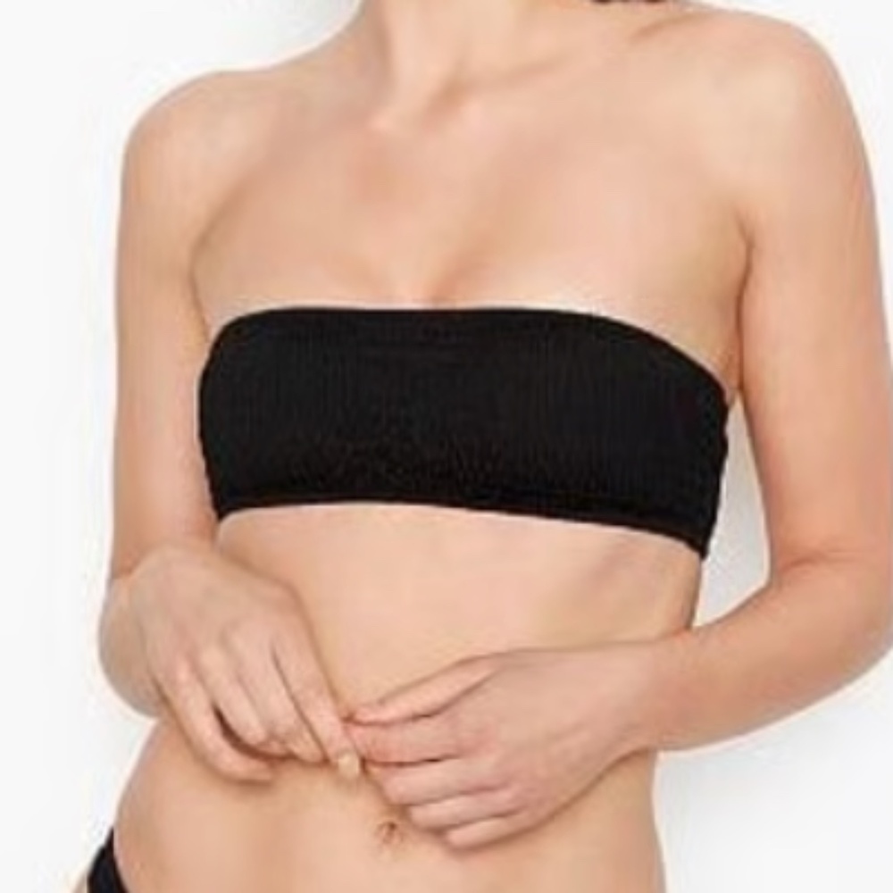 santa teresa smocked bandeau bikini top